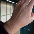 Double Ring Gemstone 18K Goldfilled Handchain
