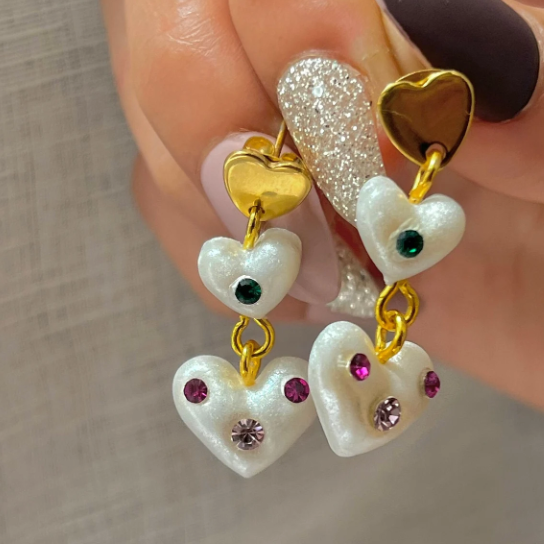 Triple Heart Earrings
