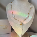 Zephyra Gold filled Pearl Lariat Necklace